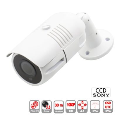 Camara bullet 4 en 1 1080P exterior 3.6mm infrarrojos OSD-UTC blanco